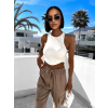 Bílý elegantní crop top MARILENI s vycpávkami (Veľkosť ONESIZE)