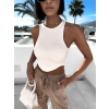 Bílý elegantní crop top MARILENI s vycpávkami (Veľkosť ONESIZE)