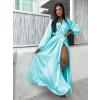 Světle modré elegantní šaty WOMAN s dlouhým rukávem (Veľkosť ONESIZE)