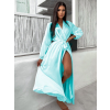 Světle modré elegantní šaty WOMAN s dlouhým rukávem (Veľkosť ONESIZE)