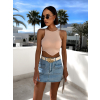 Béžový elegantní crop top MARILENI s vycpávkami (Veľkosť ONESIZE)