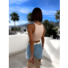 Béžový elegantní crop top MARILENI s vycpávkami (Veľkosť ONESIZE)