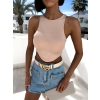 Béžový elegantní crop top MARILENI s vycpávkami (Veľkosť ONESIZE)