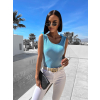 Modré elegantní body WOLMANDY s kytičkami (Veľkosť M/L)
