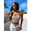 Béžový elegantní top GRACEY (Veľkosť M/L)