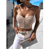 Béžový elegantní top GRACEY (Veľkosť M/L)