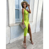 Svetlo zelené elegantné šaty LATINEN s prestrihmi