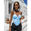 Modrý elegantní top BETSYSE s průstřihem (Veľkosť M/L)