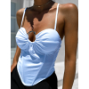 Modrý elegantní top BETSYSE s průstřihem (Veľkosť M/L)