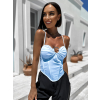 Modrý elegantní top BETSYSE s průstřihem (Veľkosť M/L)