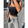 Tmavě modrý denim crop top VEGASI (Veľkosť ONESIZE)
