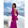Fialové dlhé elegantné šaty NINTENI s prestrihom na chrbte