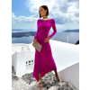 Fialové dlouhé elegantní šaty NINTENI s průstřihem na zádech (Veľkosť ONESIZE)