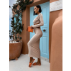 69857 1 bezove dlouhe elegantni saty lantic s dlouhym rukavem
