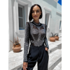 Černé elegantní body CUVELINE se stříbrnými kamínky (Veľkosť M/L)