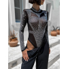 Černé elegantní body CUVELINE se stříbrnými kamínky (Veľkosť M/L)