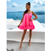 Neon ružové volánikové šaty GLASSY voľného strihu