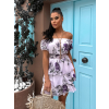 Svetlo fialové kvetinové šaty LUOVARE s volánikmi