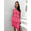 Ružové plisované šaty RANULI s volánikmi