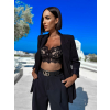 Černý elegantní crop top HAMMADI s krajkou (Veľkosť M/L)