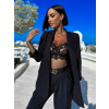Černý elegantní crop top HAMMADI s krajkou (Veľkosť M/L)