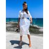 Bílé dlouhé krajkované šaty TROUELE (Veľkosť ONESIZE)