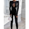 Čierny elegantný overal CIMELINE s dlhým rukávom