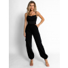 Černý elegantní body ELENTE s řasením (Veľkosť M/L)