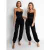 Černý elegantní body ELENTE s řasením (Veľkosť M/L)