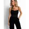 Černý elegantní body ELENTE s řasením (Veľkosť M/L)