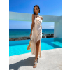 73763 10 bezove dlouhe leskle saty roses s rozparkem