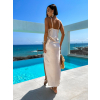73763 11 bezove dlouhe leskle saty roses s rozparkem