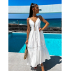 Biele dlhšie elegantné šaty ANEINY s čipkou