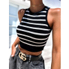 Čierny elegantný top ALAWOSI s pruhmi