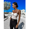 Bílé elegantní body DASY s řasením (Veľkosť M/L)