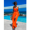 Neon oranžové elegantné šaty PATILLA s rázporkom
