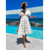 Biele krajkové šaty GESILE s volánikmi