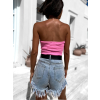 Světle růžový crop top CLEARUS bez ramínek (Veľkosť ONESIZE)