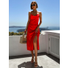 Červené elegantné šaty STELLAR s riasením