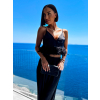 Černý elegantní crop top KINCELES s peřím (Veľkosť M/L)