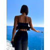 Černý elegantní crop top KINCELES s peřím (Veľkosť M/L)