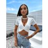 Bílý elegantní crop top CAILINE (Veľkosť M/L)