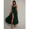 Smaragdové elegantní šaty KATIE s vázáním (Veľkosť ONESIZE)