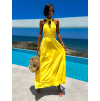 Žlté elegantné šaty BEATRICE s viazaním