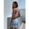 Bílý krajkovaný crop top SUMM (Veľkosť ONESIZE)