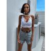 Bílý krajkovaný crop top SUMM (Veľkosť ONESIZE)