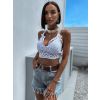Bílý krajkovaný crop top SUMM (Veľkosť ONESIZE)