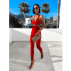 Červený elegantný overal INDUSI s prestrihmi