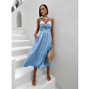 Svetlomodré elegantné šaty CALLANES s rázporkom