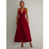 Bordó elegantné šaty BEATRICE s viazaním
